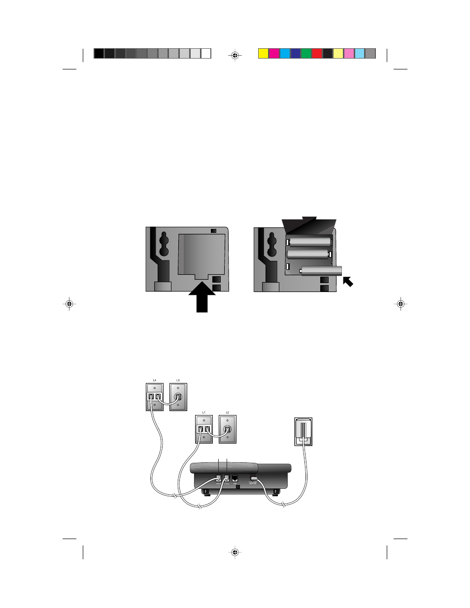 Installation, Table/desk installation, Install 3 aaa batteries | Connect the telephone line cords to the telephone | Lucent Technologies 954 User Manual | Page 6 / 35