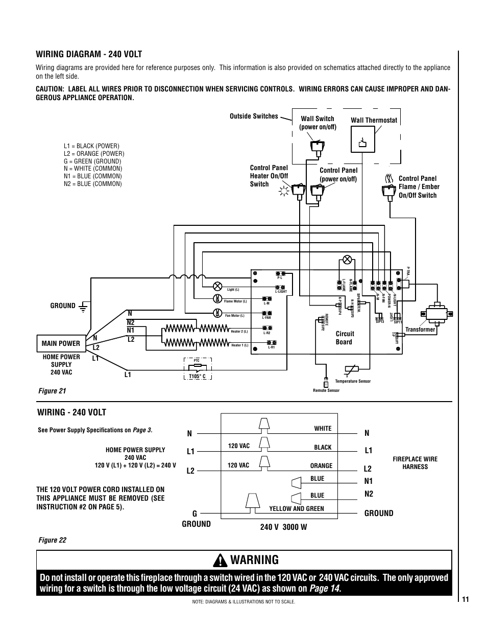Warning, Wiring diagram - 240 volt, Wiring - 240 volt | Lucent Technologies MPE-33R User Manual | Page 11 / 20