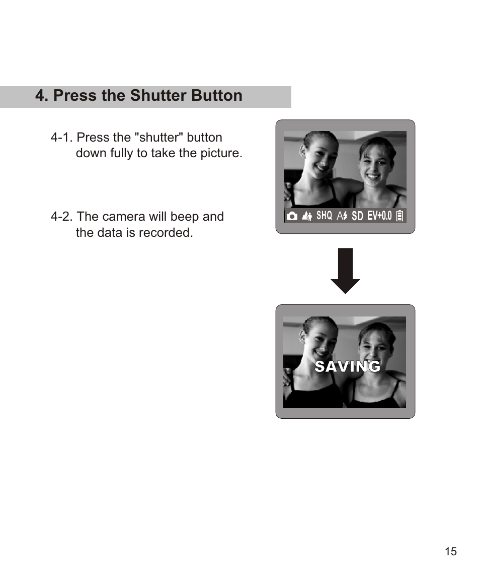 Press the shutter button | Largan EASY 200 User Manual | Page 21 / 58