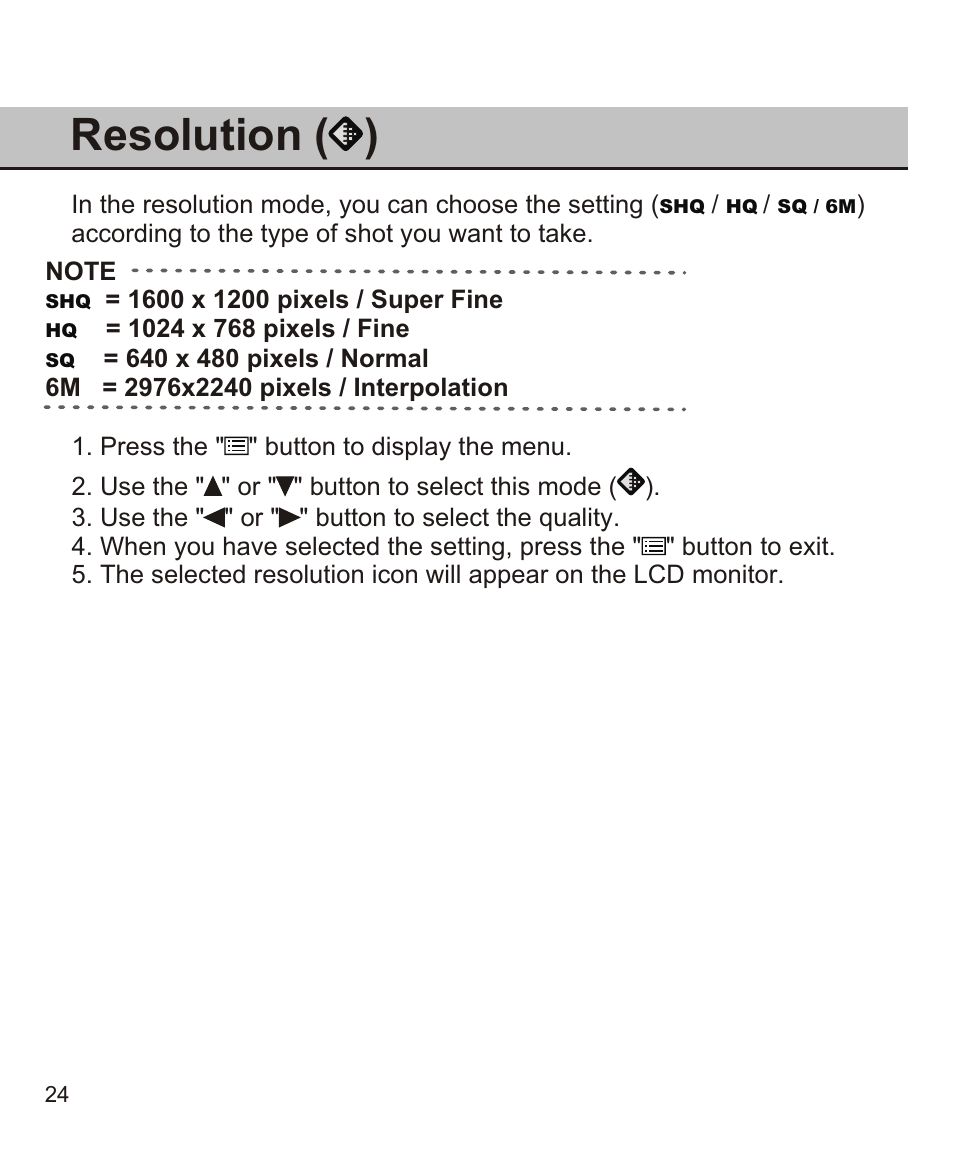 Resolution | Largan EASY 200 User Manual | Page 30 / 58