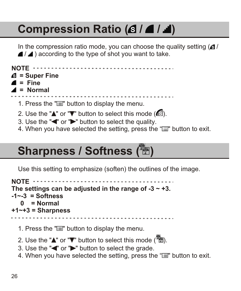 Sharpness / softness, Compression ratio ( / / ) | Largan EASY 200 User Manual | Page 32 / 58