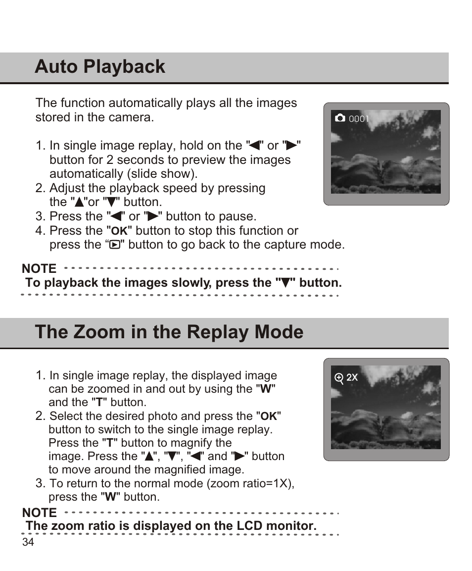 The zoom in the replay mode auto playback | Largan EASY 200 User Manual | Page 40 / 58