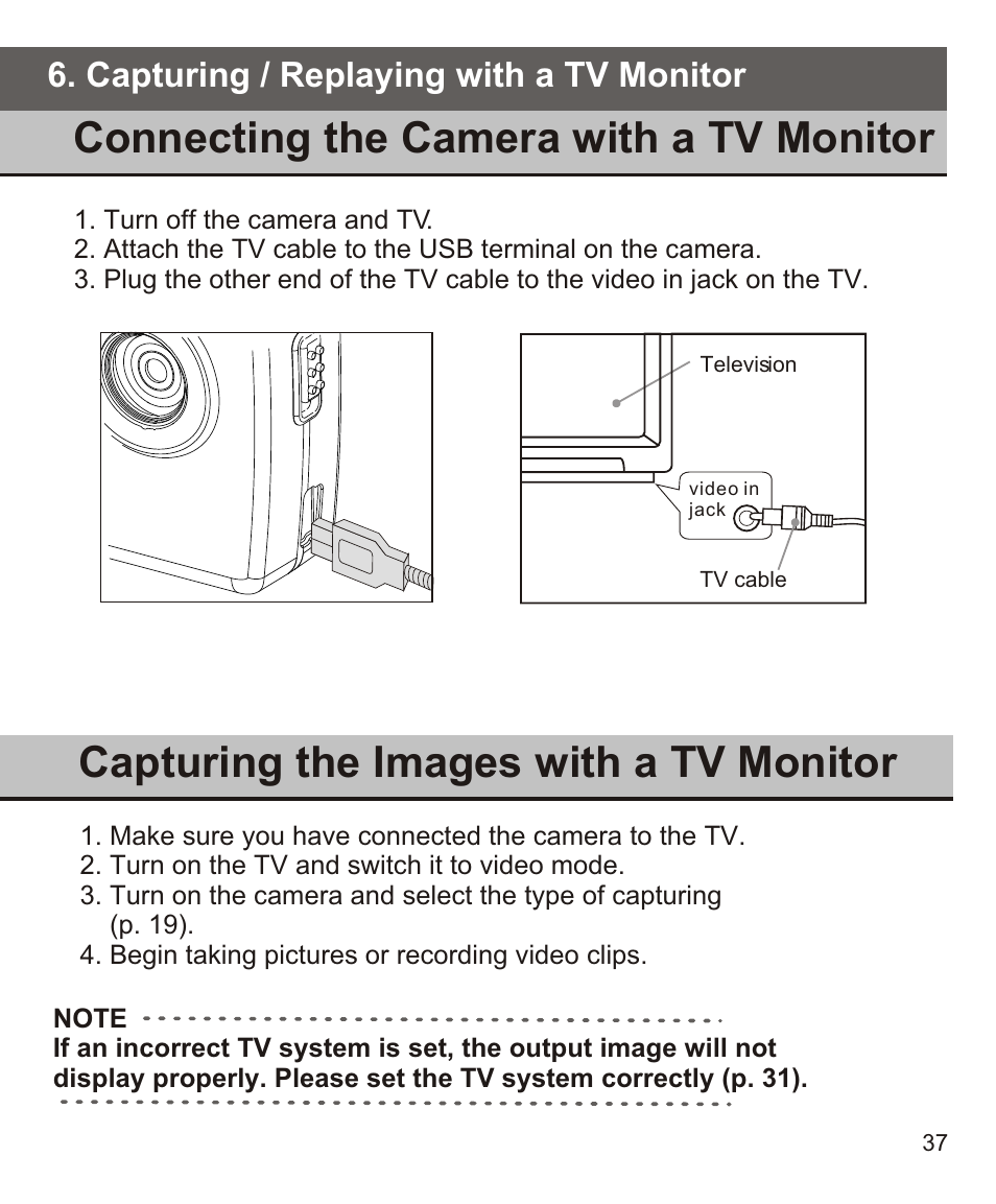 Capturing / replaying with a tv monitor | Largan EASY 200 User Manual | Page 43 / 58