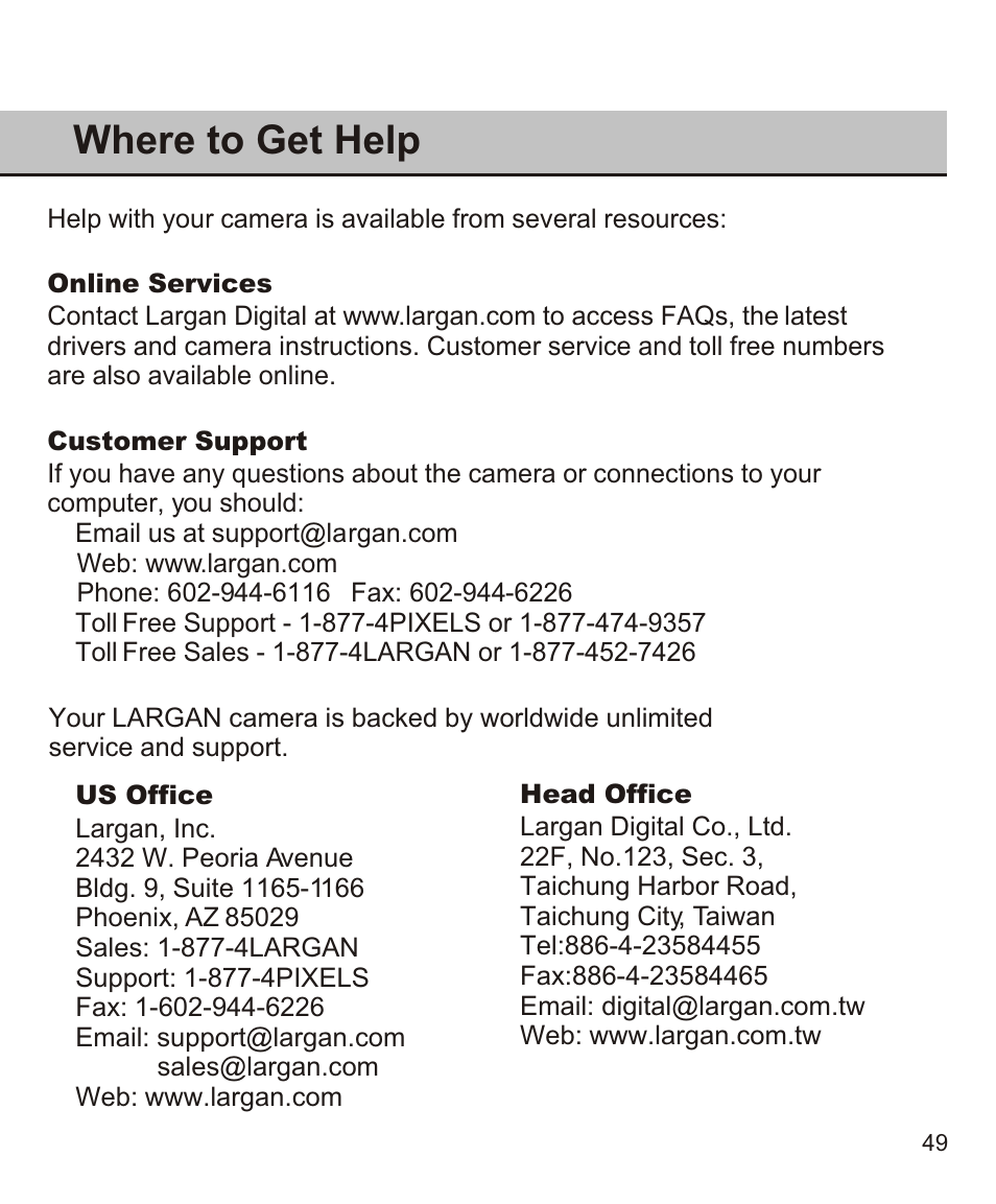 Where to get help | Largan EASY 200 User Manual | Page 55 / 58