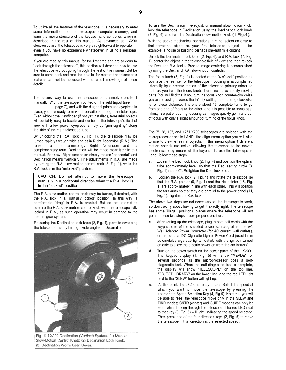 Quick start, Using the lx200 manually, Using the lx200 in land | Leisure Time LX20 User Manual | Page 9 / 65