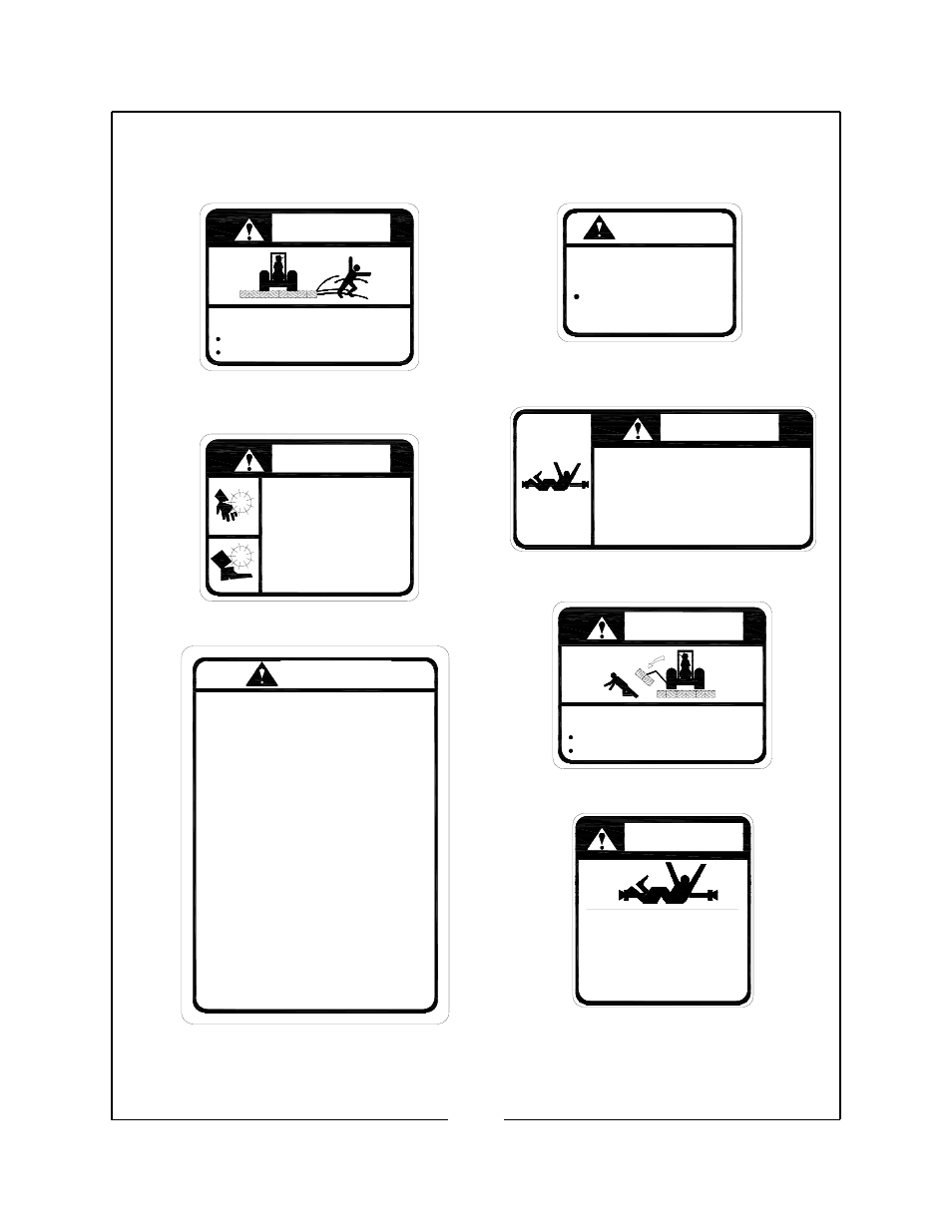 Danger, Warning, Decals continued 14 | Rotating driveline, Hazard, Do not operate shield missing | Locke TVM-3077 User Manual | Page 16 / 20