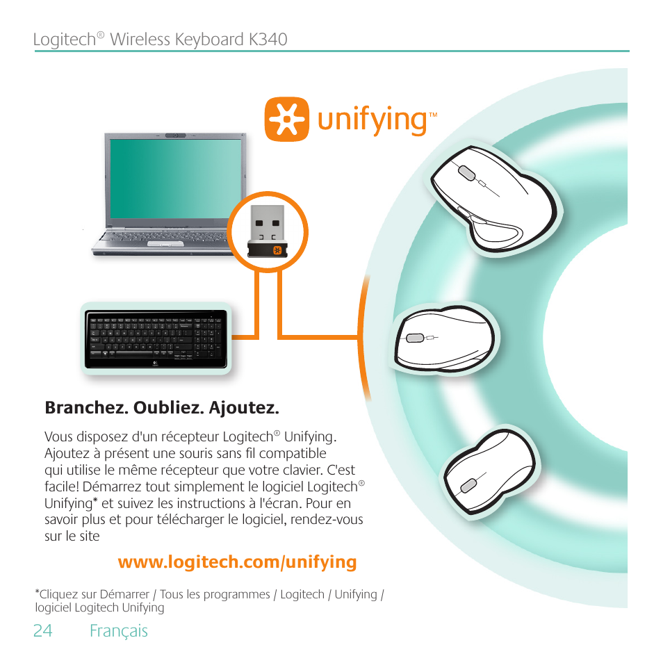 Logitech Wireless Keyboard K340 User Manual | Page 24 / 36