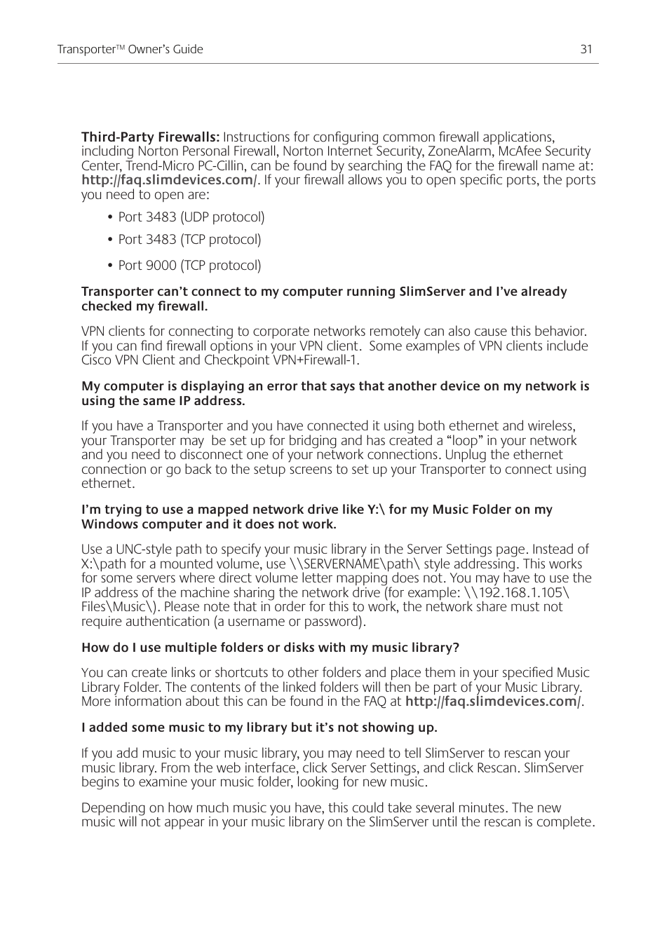 Logitech Transporter SE: Network Music Player 930-000011 User Manual | Page 33 / 40