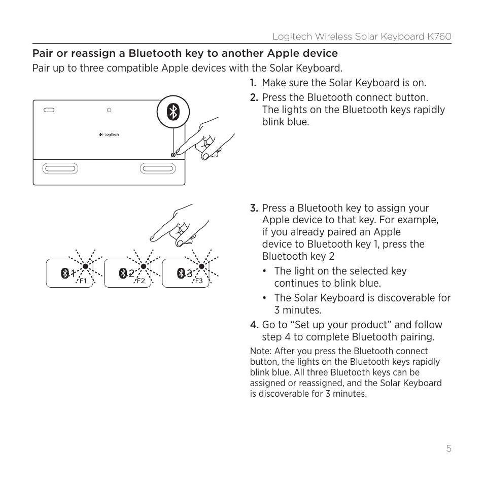 Logitech K760 User Manual | Page 5 / 12