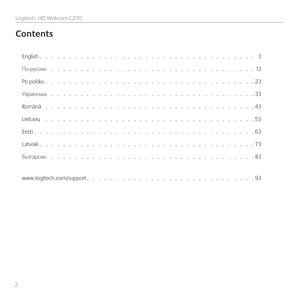 Logitech C270 User Manual | Page 2 / 94