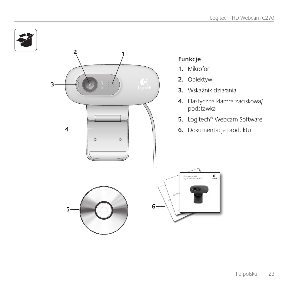 Po polsku 23 logitech, Hd webcam c270 | Logitech C270 User Manual | Page 23 / 94