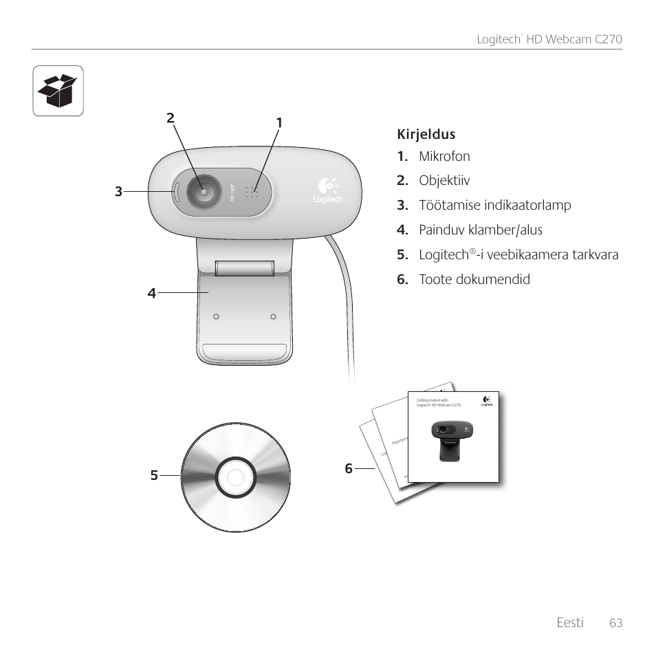 Eesti, 63 logitech, Hd webcam c270 | Logitech C270 User Manual | Page 63 / 94