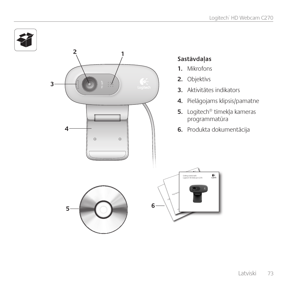 Latviski, 73 logitech, Hd webcam c270 | Logitech C270 User Manual | Page 73 / 94