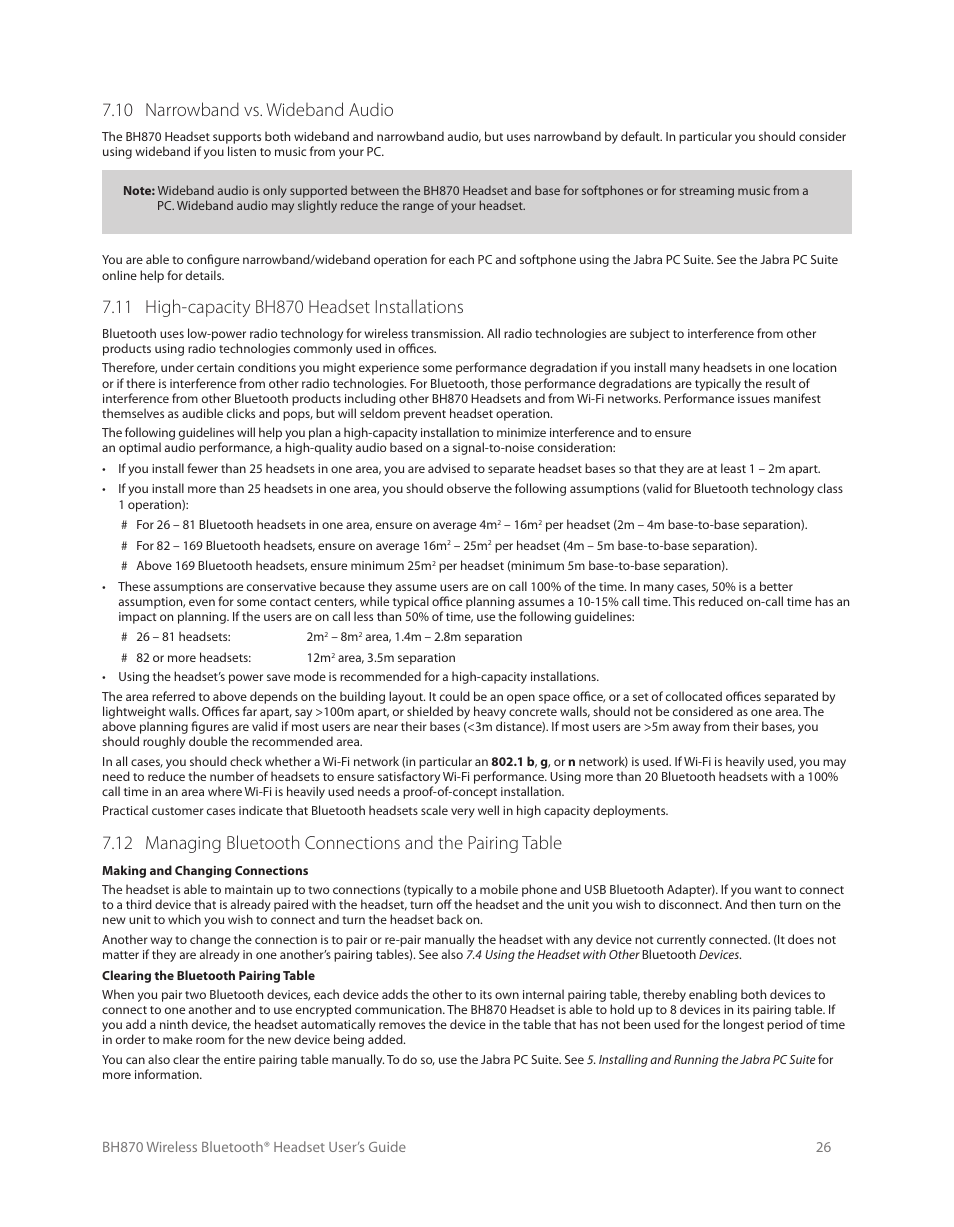 10 narrowband vs. wideband audio | Logitech Wireless BH870 User Manual | Page 26 / 36