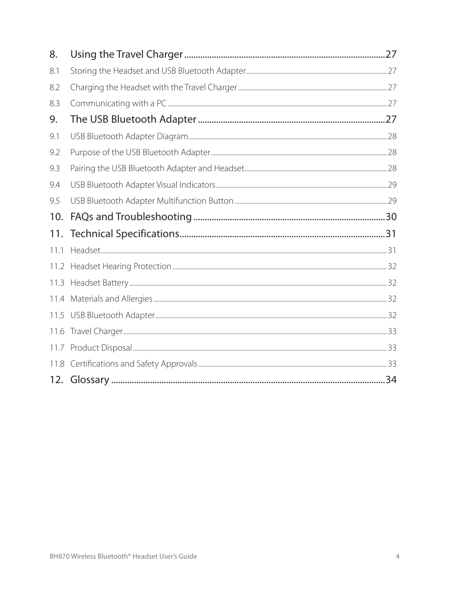 Logitech Wireless BH870 User Manual | Page 4 / 36