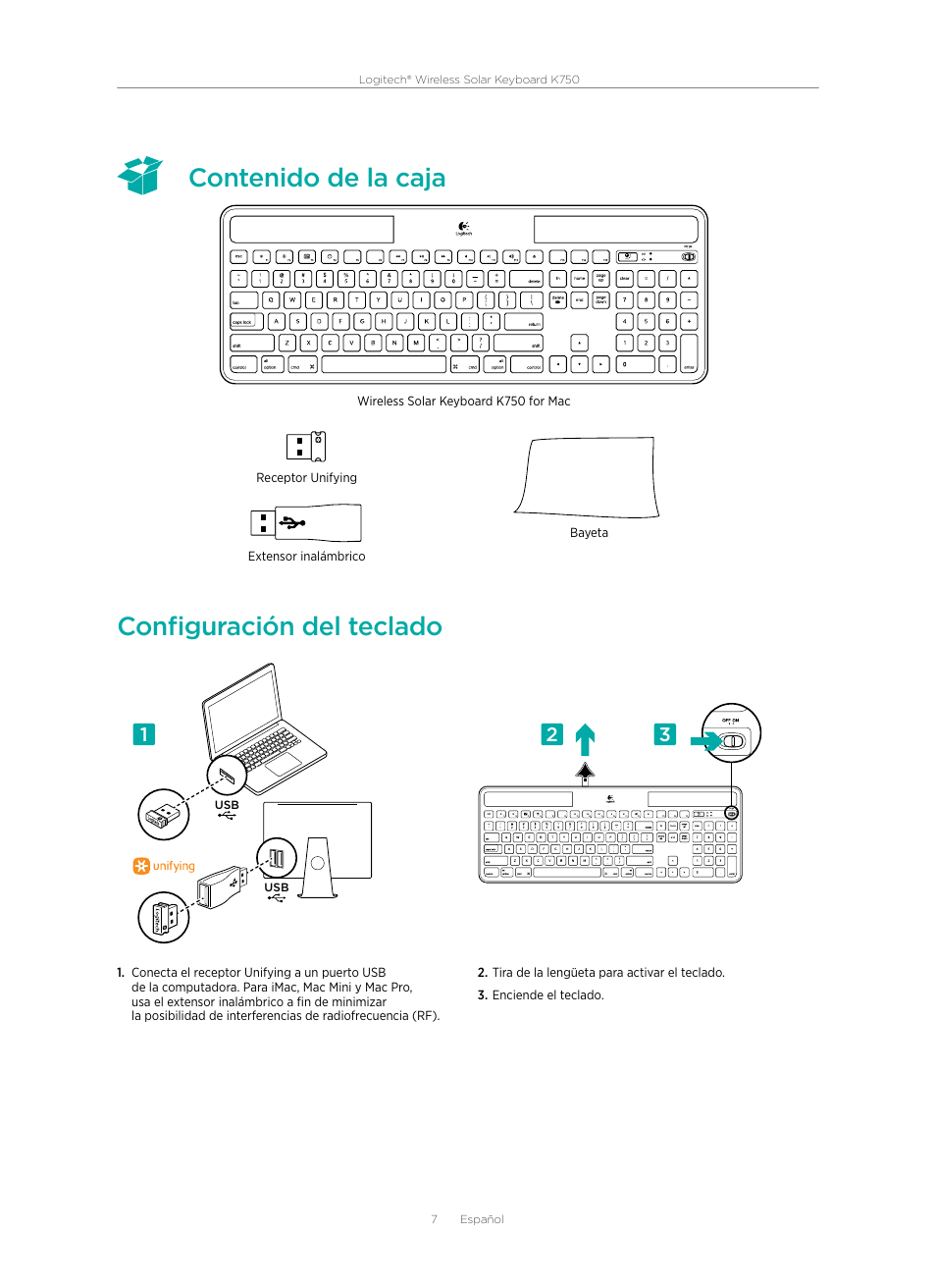 Logitech Wireless Solar Keyboard K750 920-002912 User Manual | Page 7 / 20