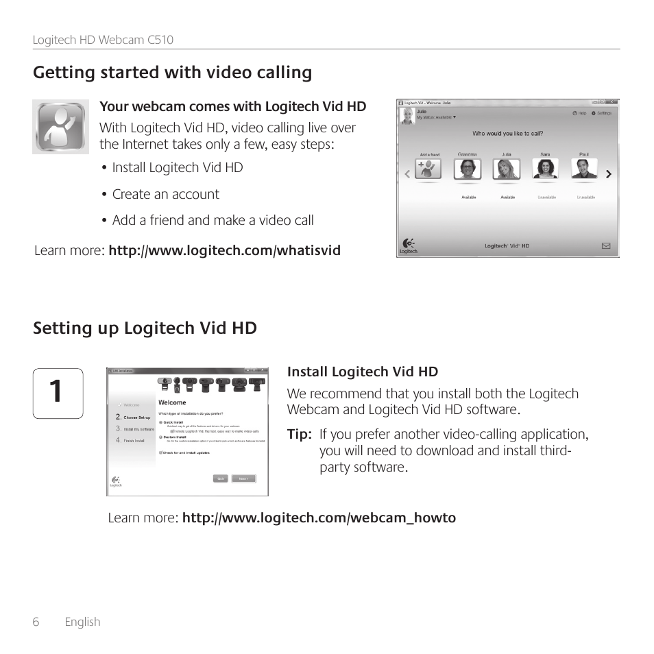 Logitech C510 User Manual | Page 6 / 48