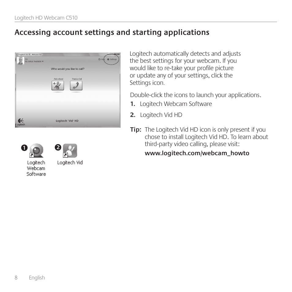 Logitech C510 User Manual | Page 8 / 48