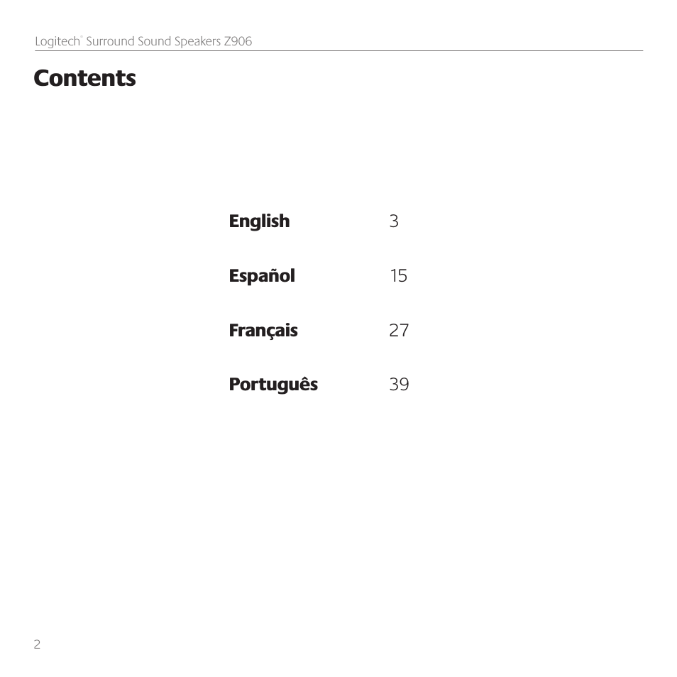 Logitech Surround Sound Speakers Z906 User Manual | Page 2 / 52