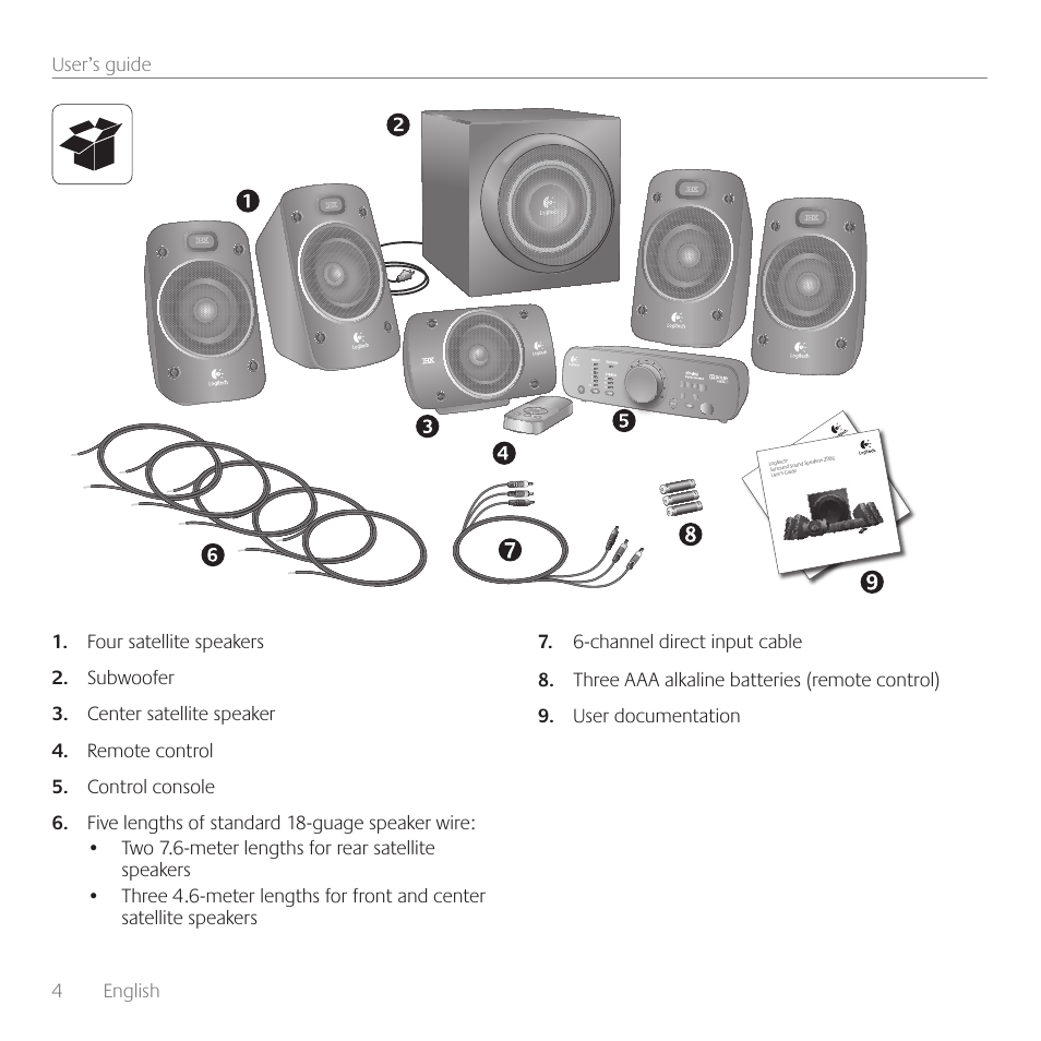 4 english | Logitech Surround Sound Speakers Z906 User Manual | Page 4 / 52