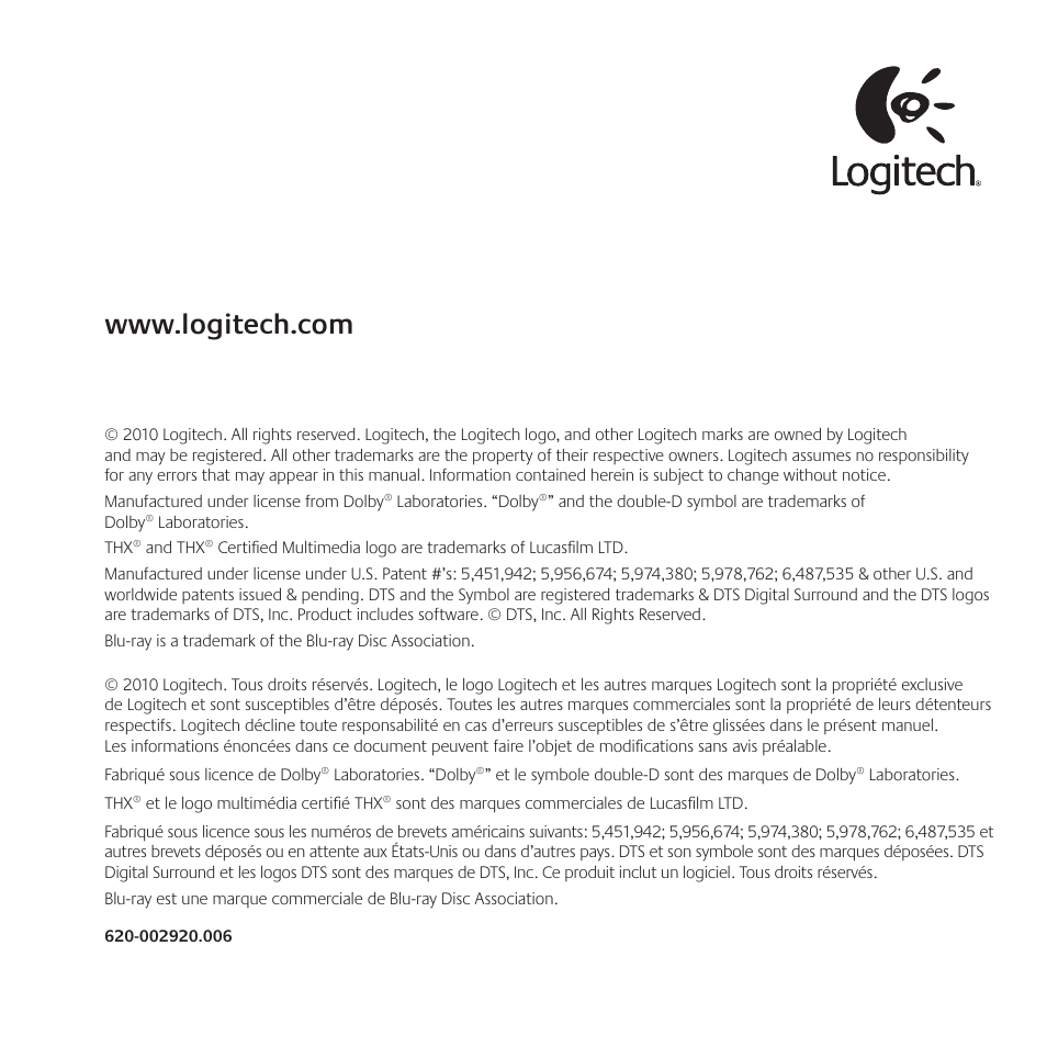 Logitech Surround Sound Speakers Z906 User Manual | Page 52 / 52