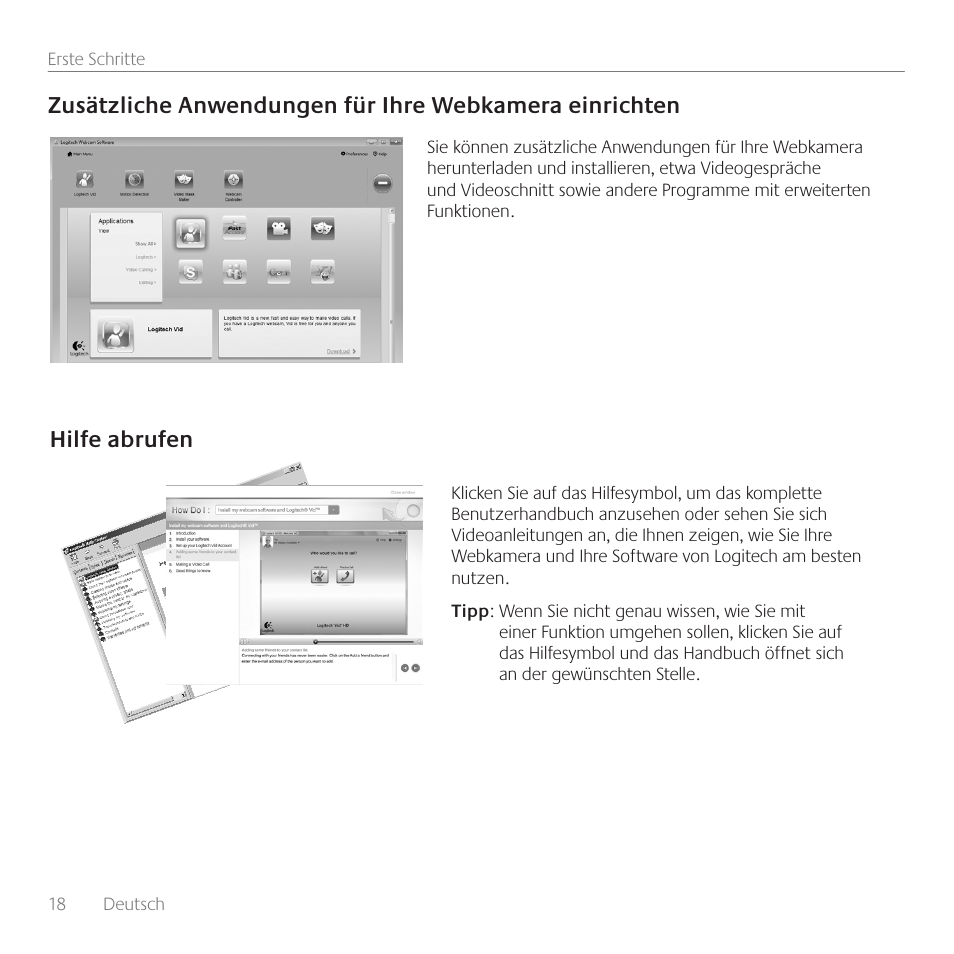Hilfe abrufen | Logitech C160 User Manual | Page 18 / 116