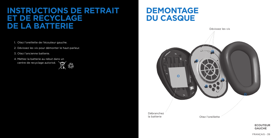 Demontage du casque | Logitech 9000 User Manual | Page 20 / 29