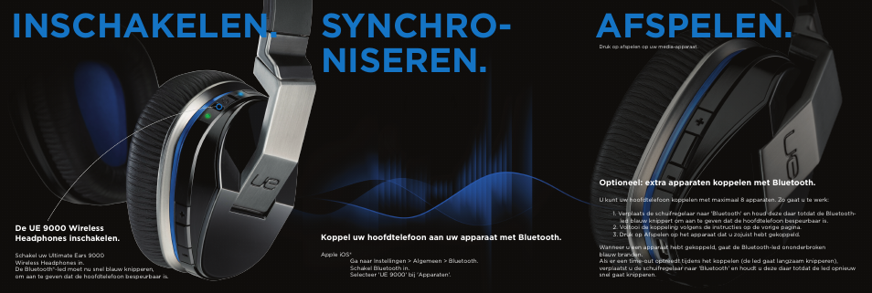 Inschakelen. synchro- niseren. afspelen | Logitech 9000 User Manual | Page 21 / 29