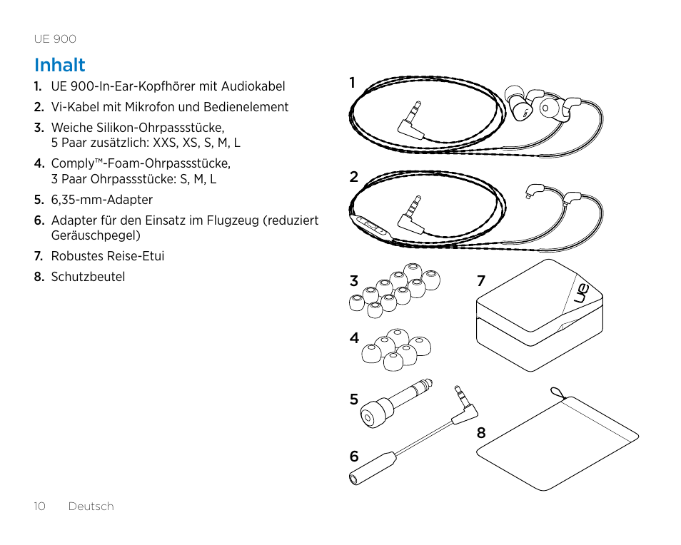 Inhalt | Logitech UE900 User Manual | Page 10 / 72