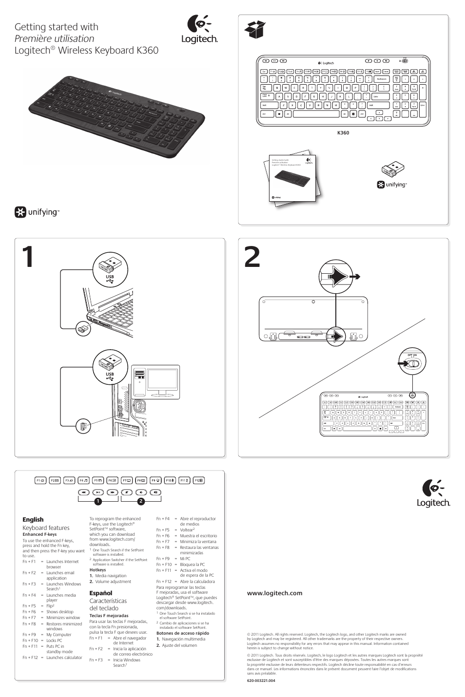 Logitech K360 User Manual | 2 pages