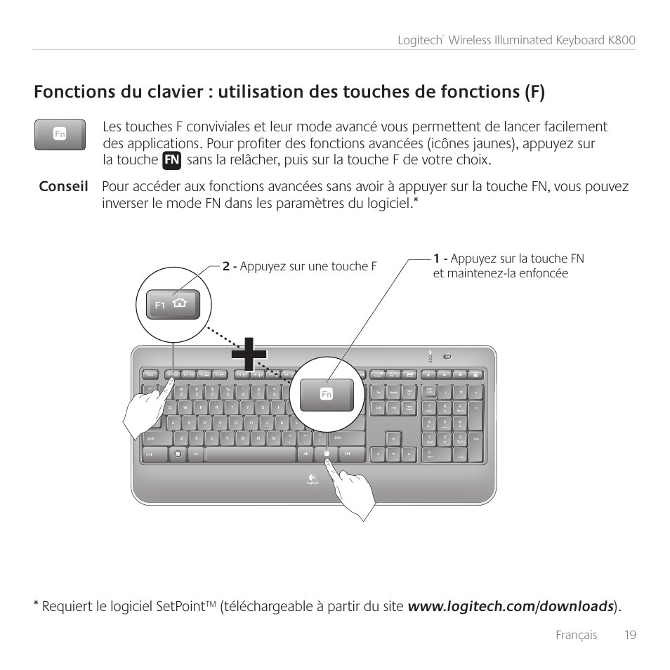 Logitech Wireless Keyboard K800 User Manual | Page 19 / 32