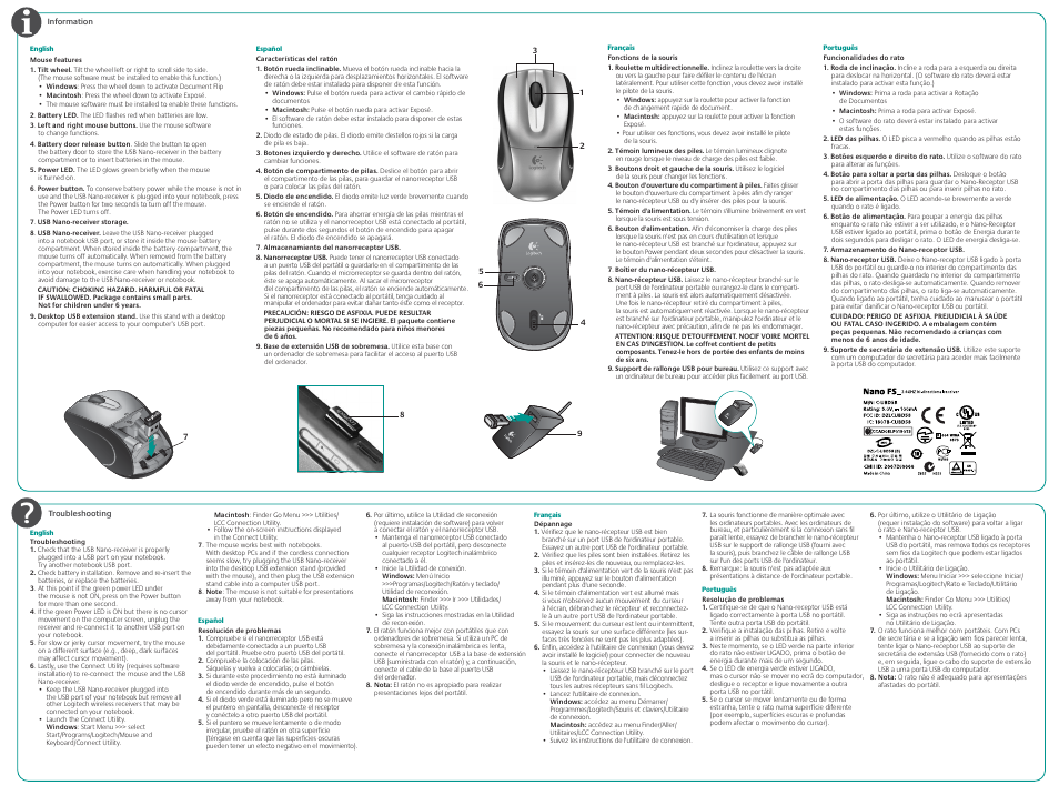 Pdm-620-000706 005 back amr.pdf | Logitech CORDLESS LASER MOUSE V450 User Manual | Page 2 / 2