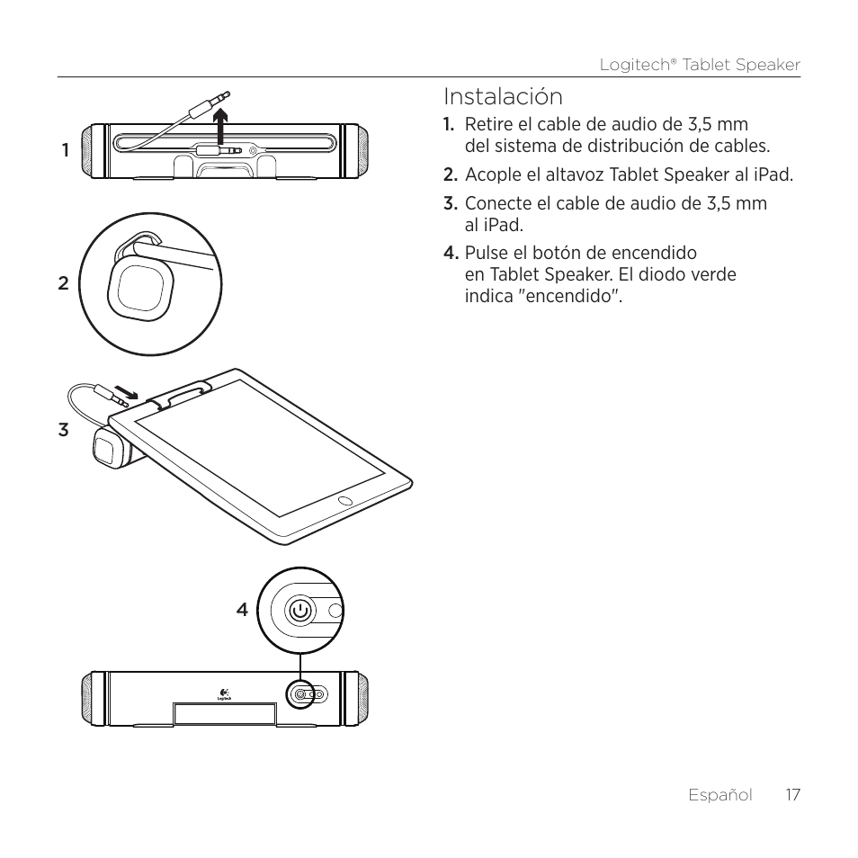 Instalación | Logitech Tablet 984-000193 User Manual | Page 17 / 64