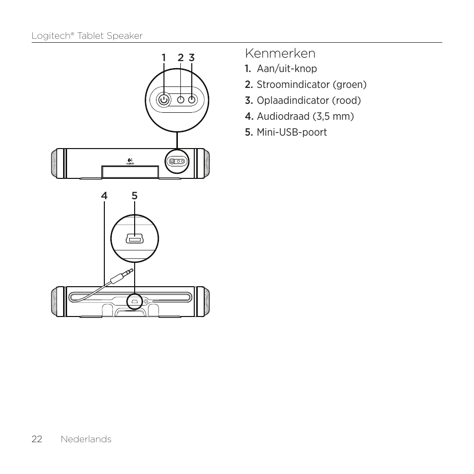 Kenmerken | Logitech Tablet 984-000193 User Manual | Page 22 / 64