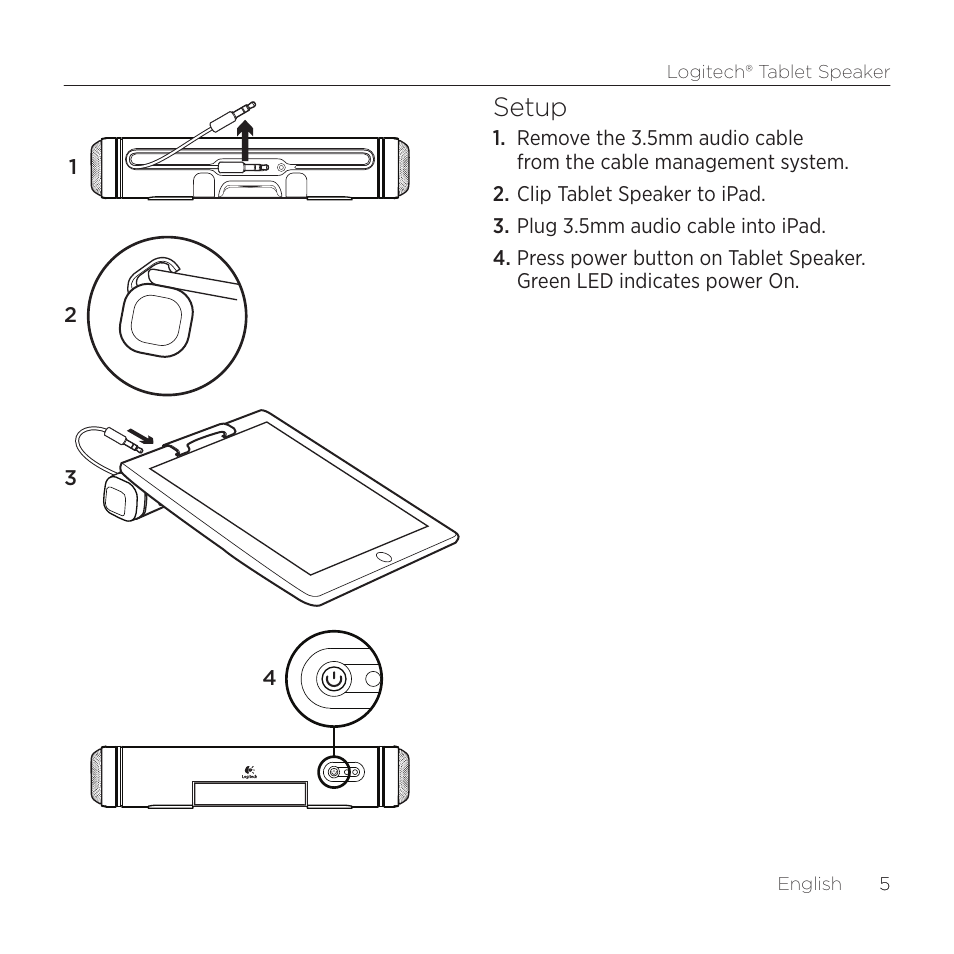 Setup | Logitech Tablet 984-000193 User Manual | Page 5 / 64