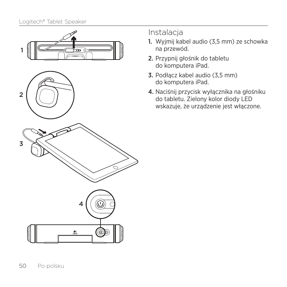 Instalacja | Logitech Tablet 984-000193 User Manual | Page 50 / 64