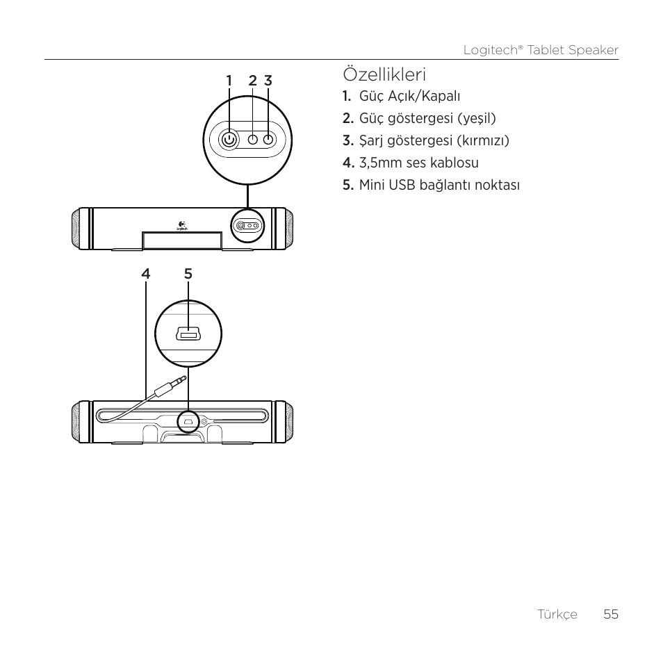 Özellikleri | Logitech Tablet 984-000193 User Manual | Page 55 / 64