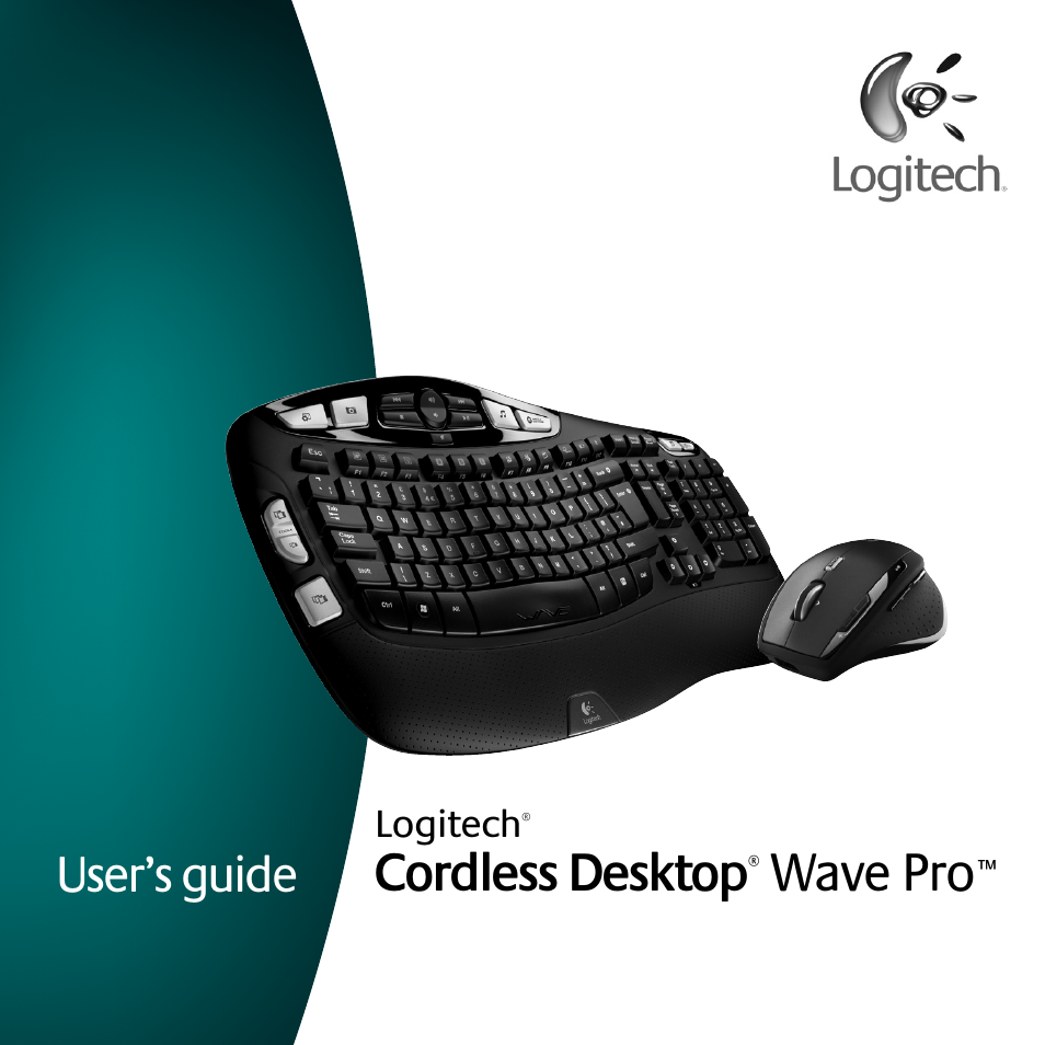 Logitech Cordless Desktop Wave Pro Ergonomic Keyboard and Mouse 920-000919 User Manual | 28 pages
