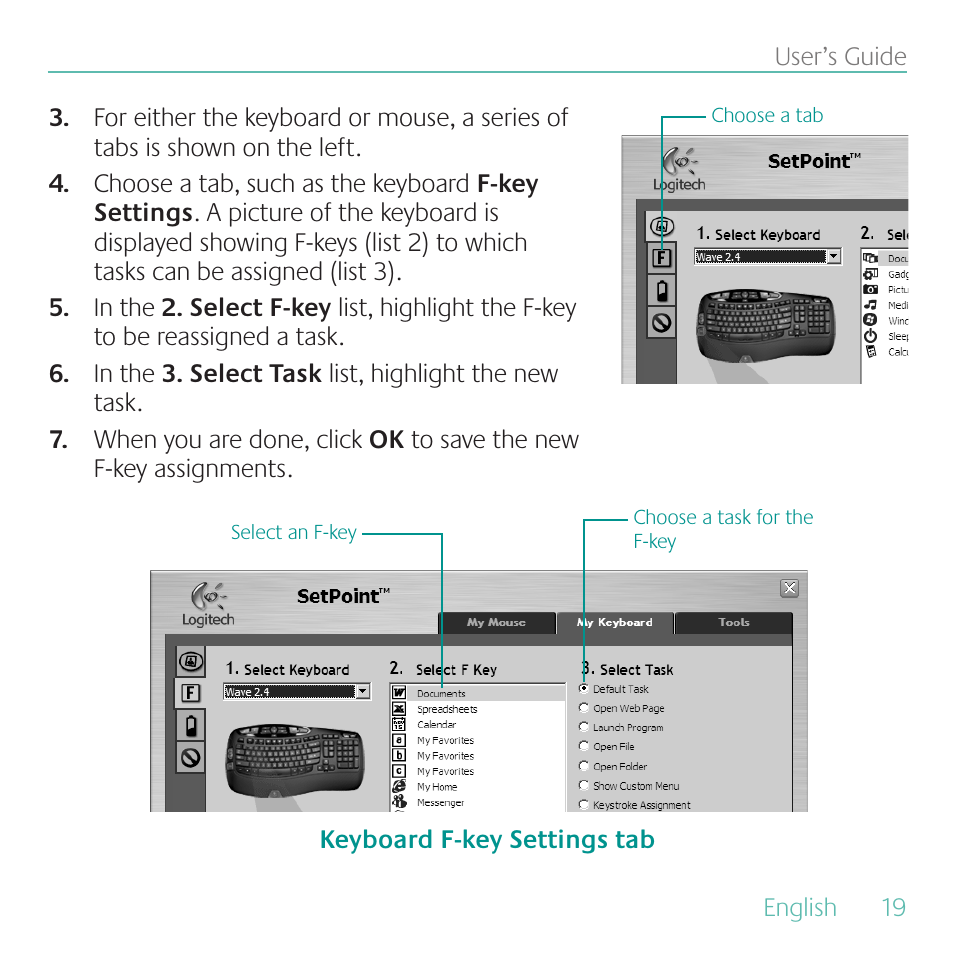 Logitech Cordless Desktop Wave Pro Ergonomic Keyboard and Mouse 920-000919 User Manual | Page 19 / 28