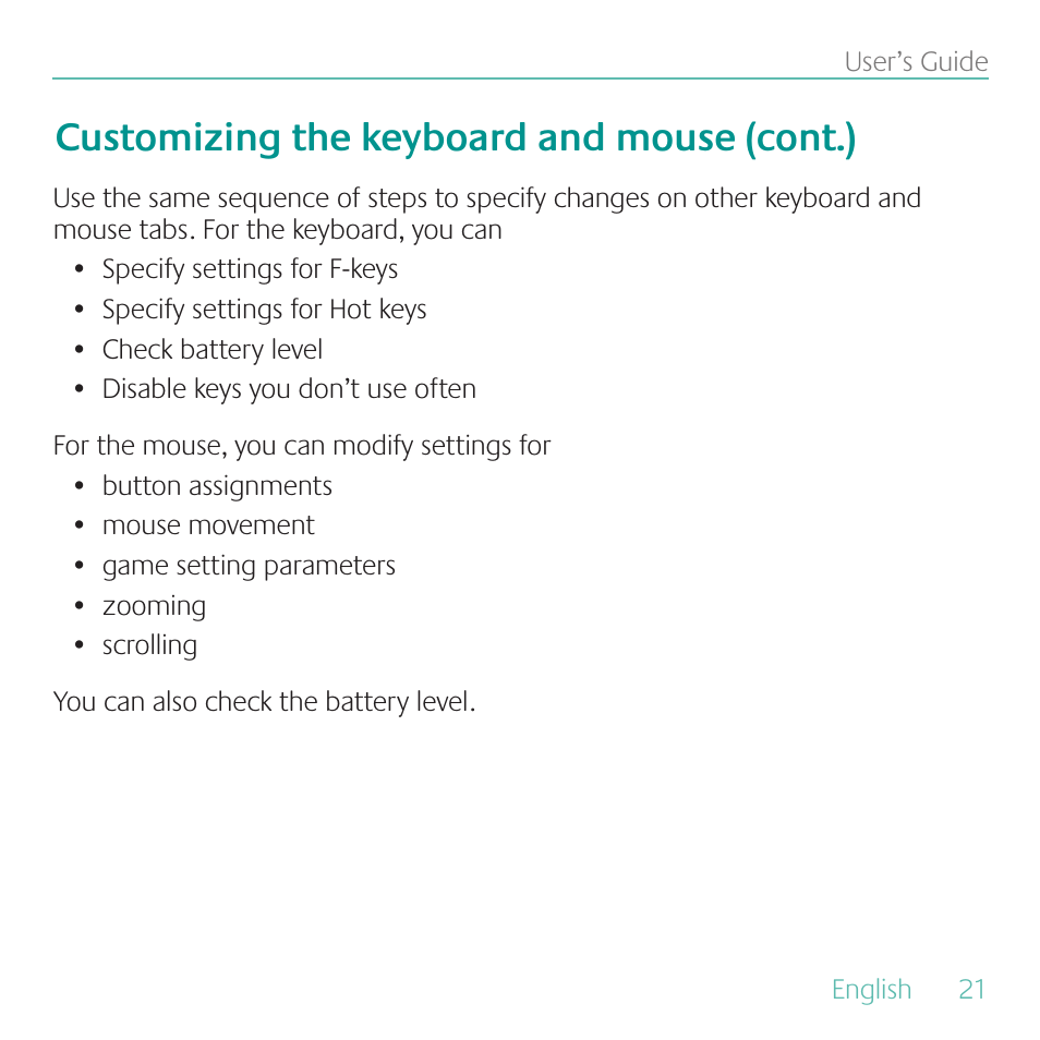 Customizing the keyboard and mouse (cont .) | Logitech Cordless Desktop Wave Pro Ergonomic Keyboard and Mouse 920-000919 User Manual | Page 21 / 28