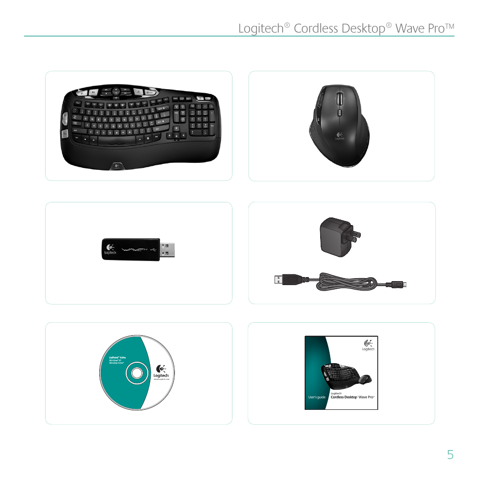5logitech® cordless desktop® wave pro | Logitech Cordless Desktop Wave Pro Ergonomic Keyboard and Mouse 920-000919 User Manual | Page 5 / 28