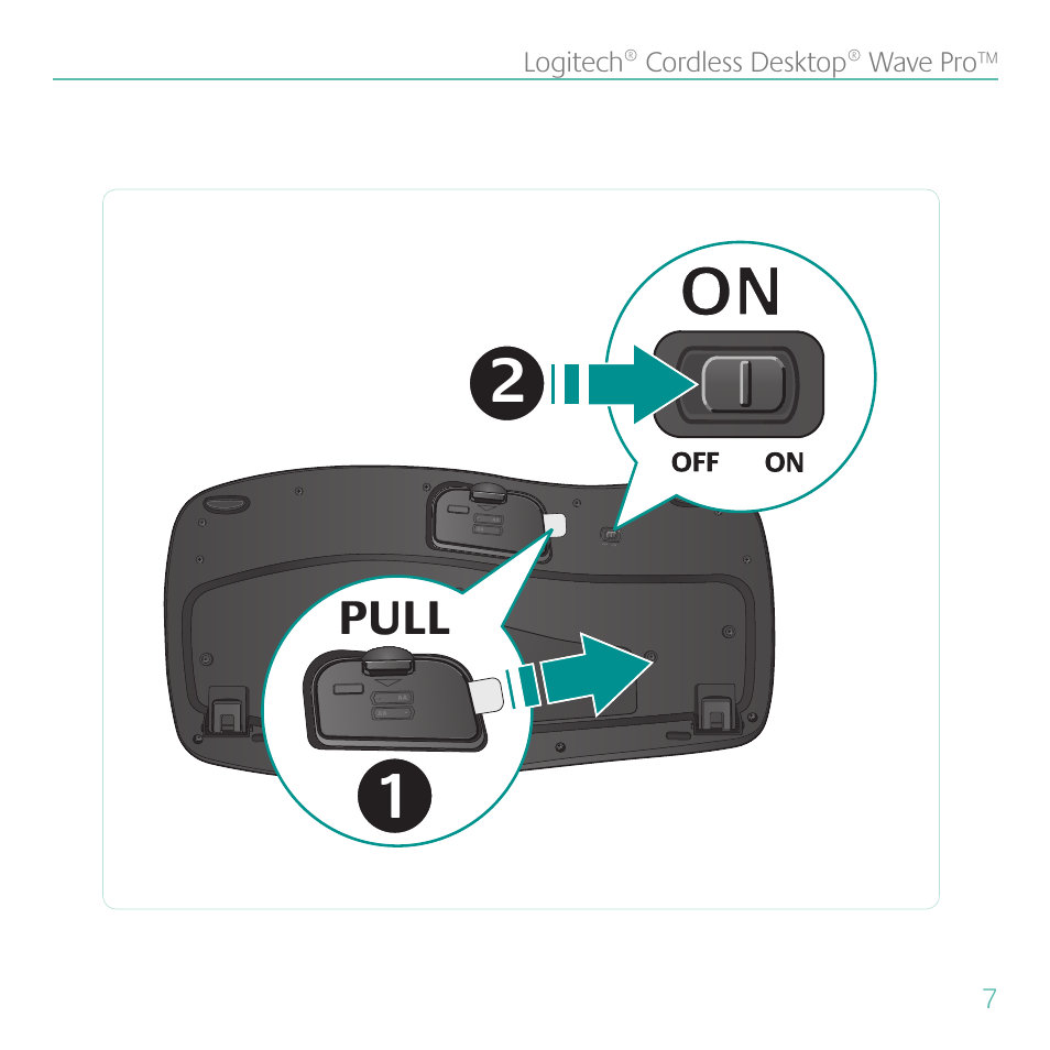 Logitech Cordless Desktop Wave Pro Ergonomic Keyboard and Mouse 920-000919 User Manual | Page 7 / 28