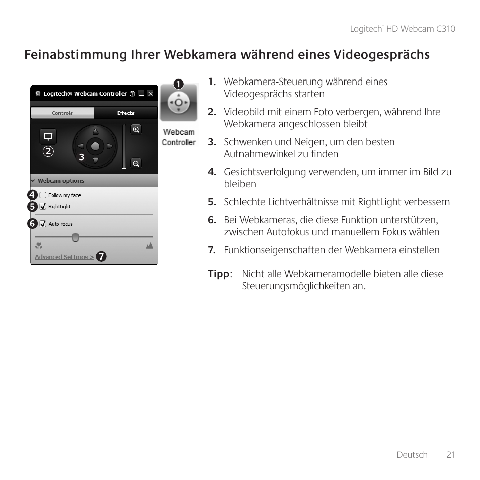 Logitech C310 User Manual | Page 21 / 104