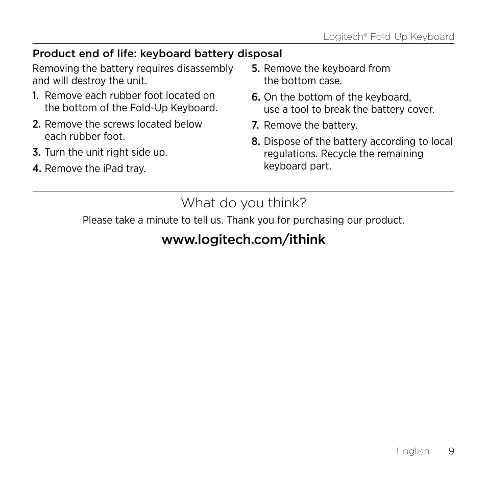 What do you think | Logitech Premiere utilisation Fold-Up Keyboard 2 User Manual | Page 9 / 32