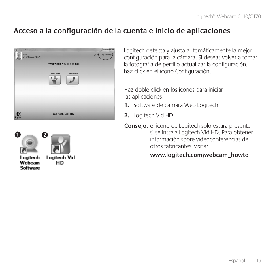 Logitech Premiere utilisation C110 User Manual | Page 19 / 48