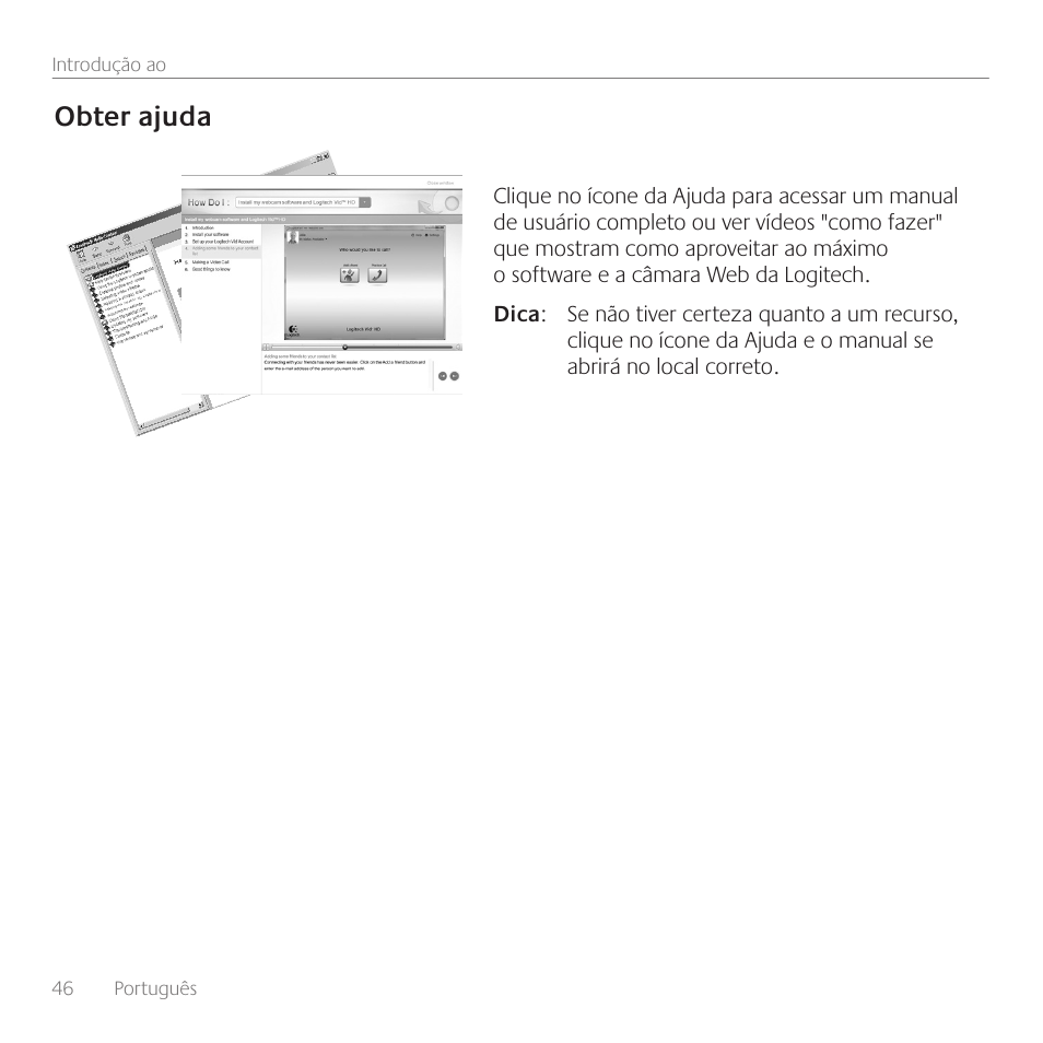 Obter ajuda | Logitech Premiere utilisation C110 User Manual | Page 46 / 48