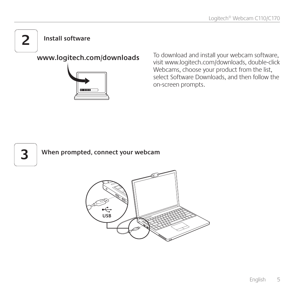 Logitech Premiere utilisation C110 User Manual | Page 5 / 48