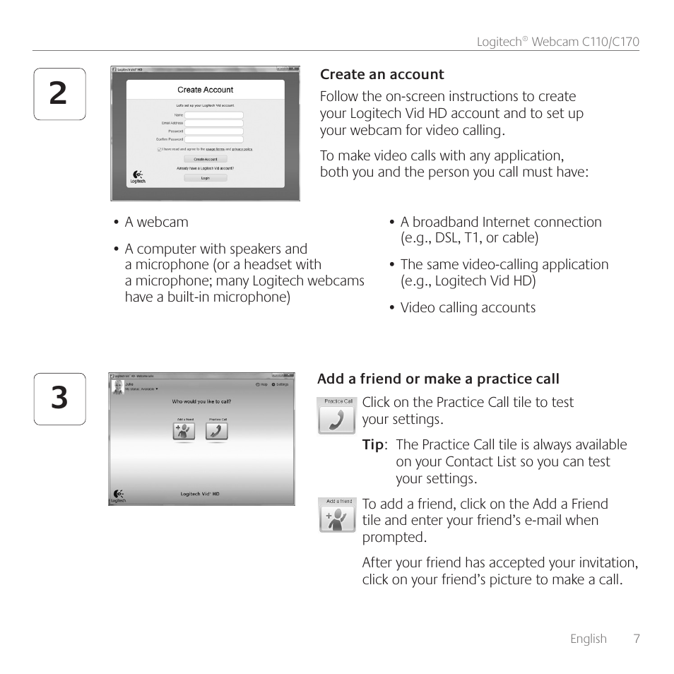 Logitech Premiere utilisation C110 User Manual | Page 7 / 48