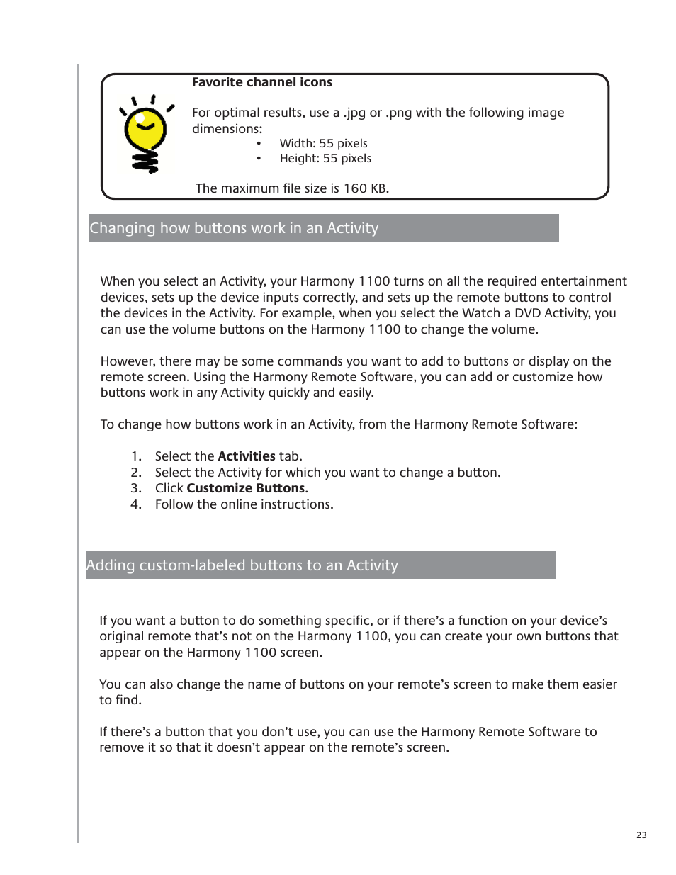 Logitech Harmony Advanced Universal Remote 1100 User Manual | Page 23 / 48