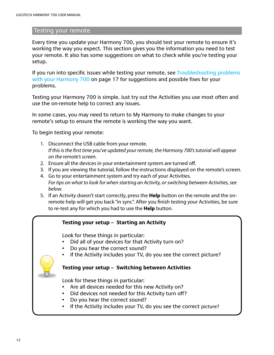 Logitech HARMONY REMOTE 700 User Manual | Page 16 / 26